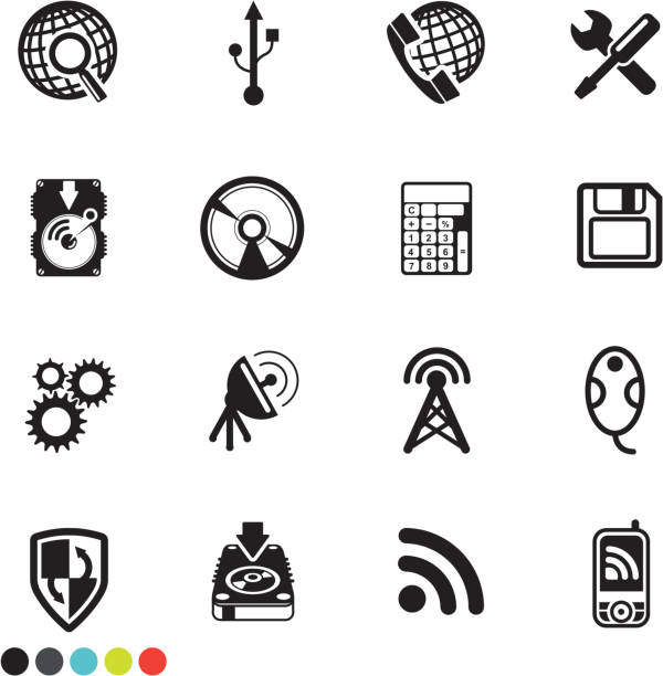 technology icon set vector art illustration