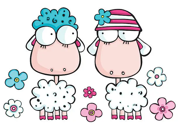Vector illustration of loving sheep