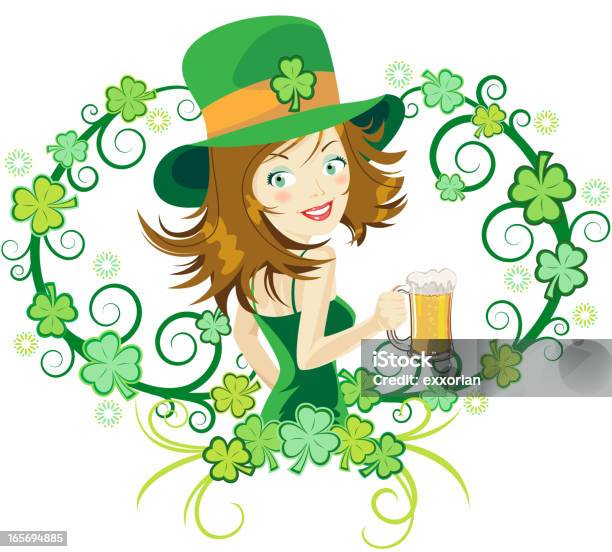 St Patricks Day Bier Mädchen Stock Vektor Art und mehr Bilder von Abstrakt - Abstrakt, Biegung, Bier