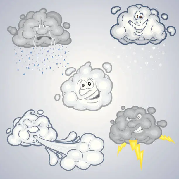 Vector illustration of Cloud Personalities