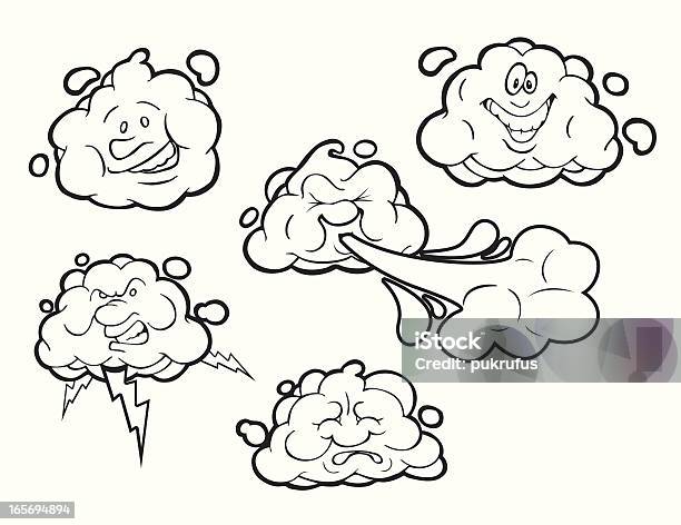 Ilustración de Cloud Personalidad Líneaart y más Vectores Libres de Derechos de Viento - Viento, Nube, Viñeta