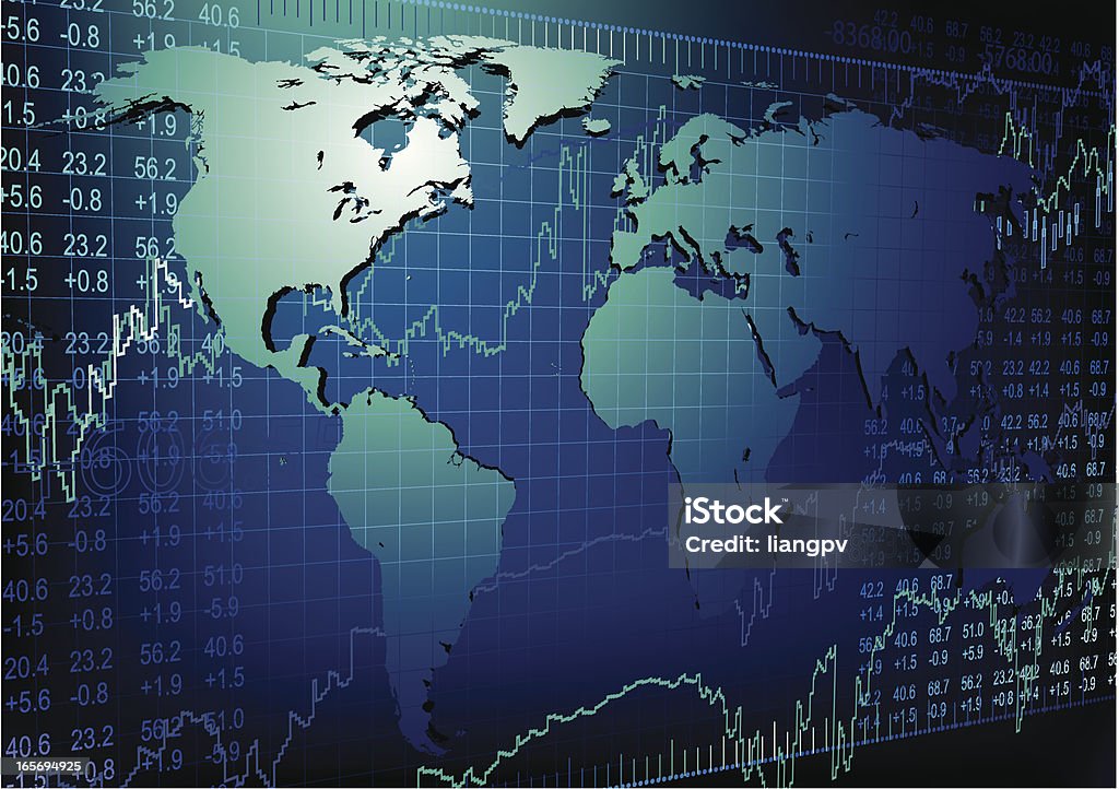 Carte du monde - clipart vectoriel de Marché boursier libre de droits