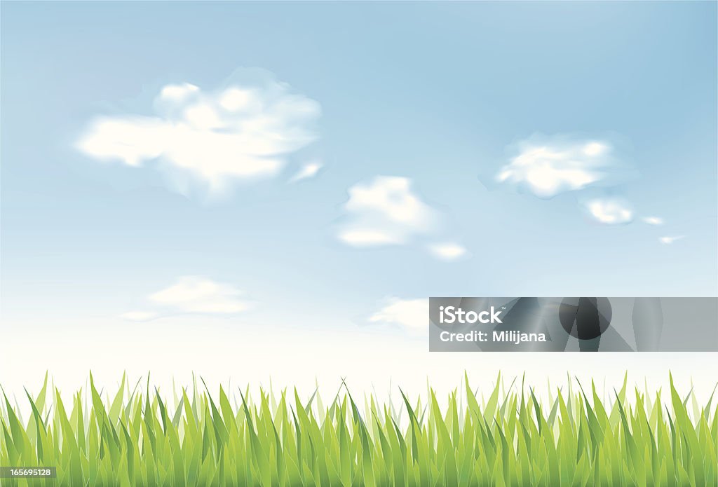 草と雲 - ふわふわのロイヤリティフリーベクトルアート