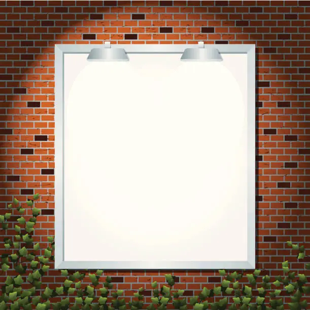 Vector illustration of Vertical Billboard Against Brick Wall