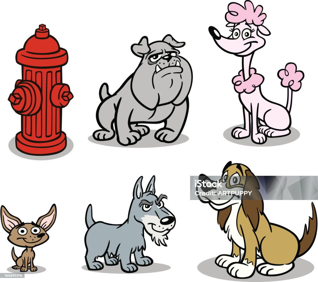 Group of Dogs Great illustration of a group of dogs. Perfect for the dog lover. EPS and JPEG files included. Be sure to view my other illustrations, thanks! Fire Hydrant stock vector