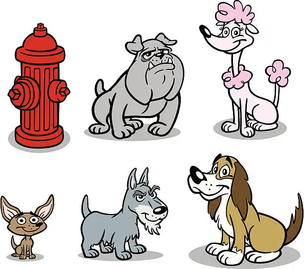 Vector illustration of Group of Dogs