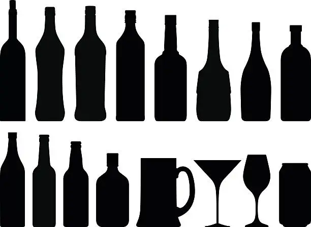 Vector illustration of Alcohol Silhouettes