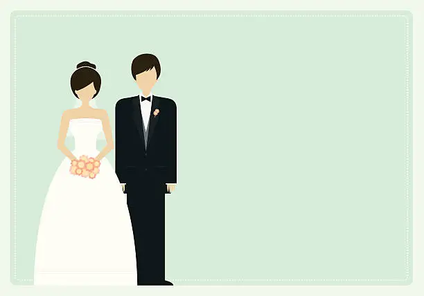 Vector illustration of Bridal Couple Panel