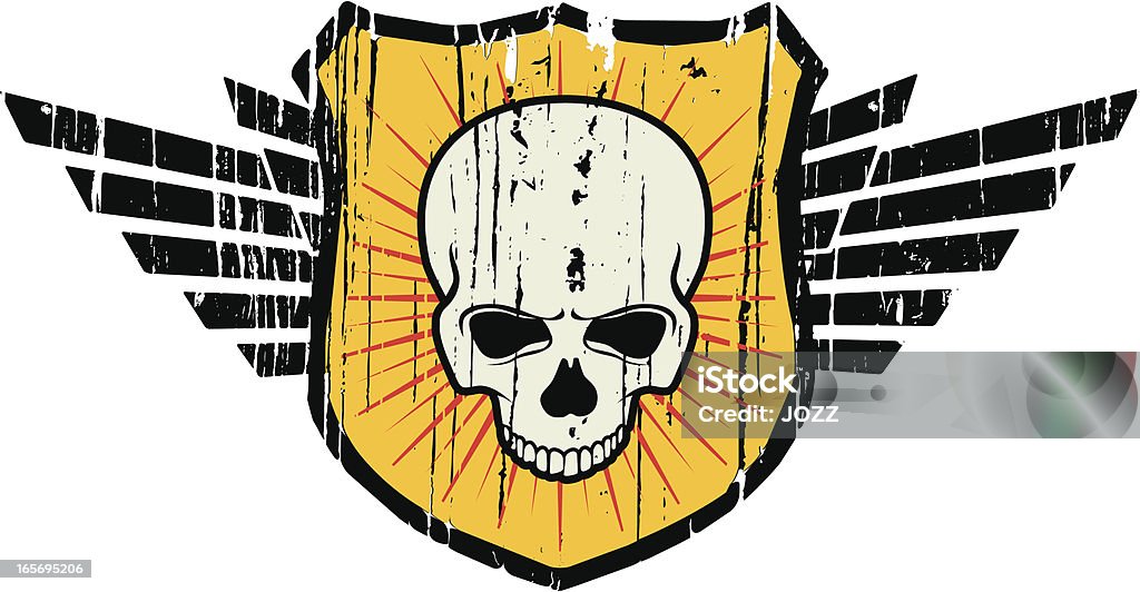 flying skull Grunge shield with wings and skull Shield stock vector