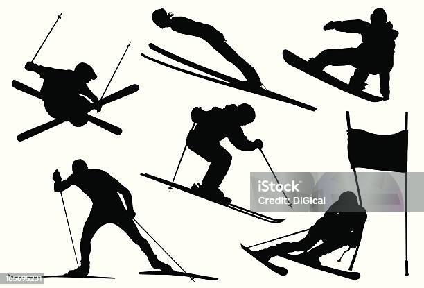 Winter Games Stock Illustration - Download Image Now - Skiing, Snowboarding, In Silhouette