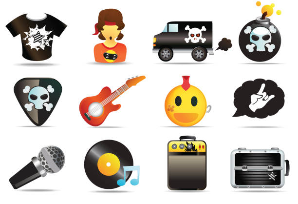 Universal Icons Rock and Roll Music A set of royalty-free rock and roll icons dude!  See more of the series  here. hardcore music style stock illustrations