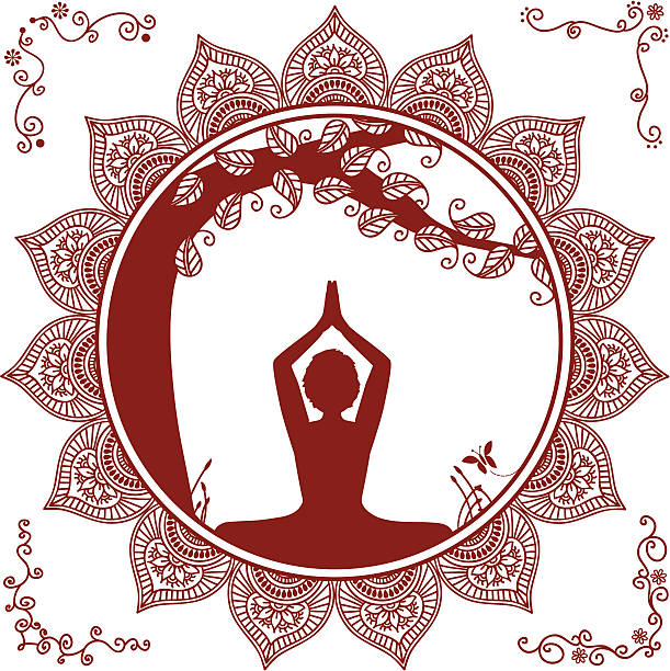 Mehndi Yoga Tree vector art illustration