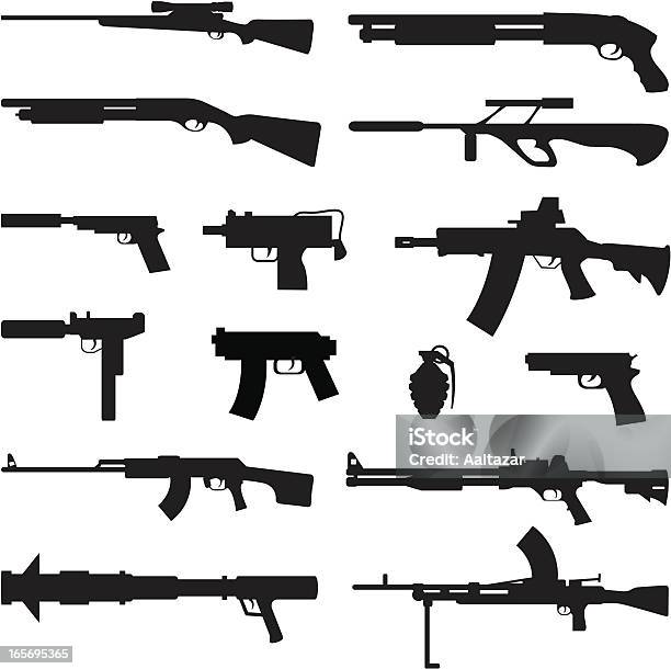 Black Silhouettes Guns Stock Illustration - Download Image Now - Rifle, Shotgun, Gun