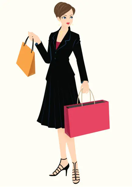 Vector illustration of Shopping woman or Fashion coordinator Beauty adviser