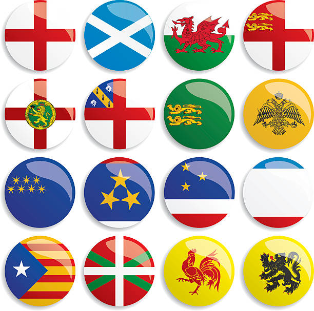 europa flags knöpfen - welsh flag stock-grafiken, -clipart, -cartoons und -symbole