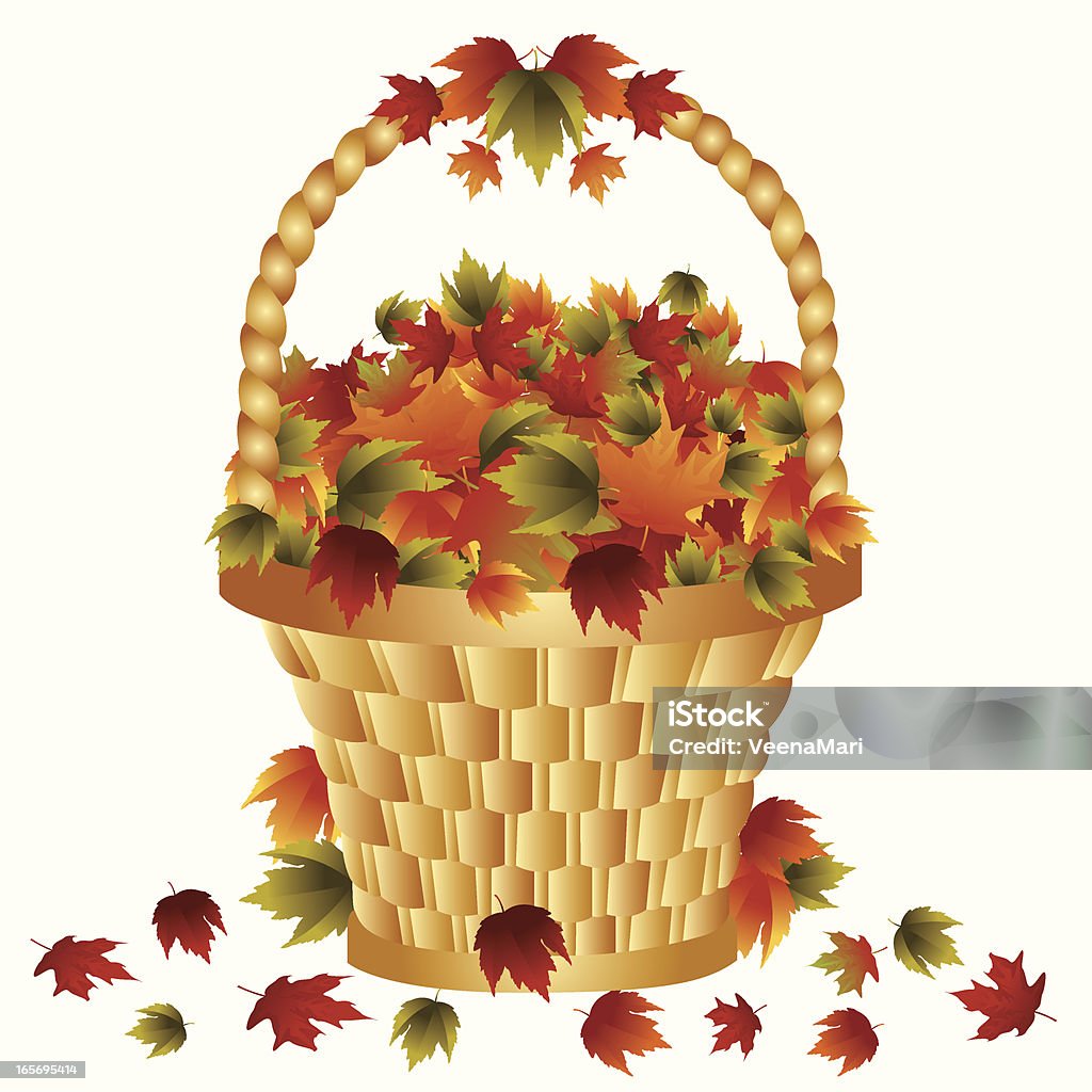 秋の葉のバスケット - かえでの葉のロイヤリティフリーベクトルアート