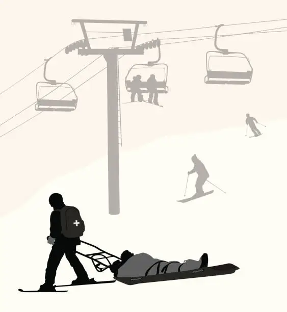 Vector illustration of Ski Safety Vector Silhouette