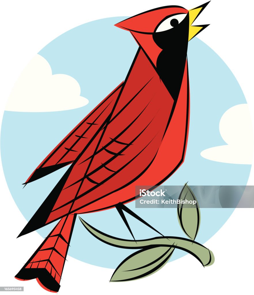 Pájaro cardenal en derivación - arte vectorial de Animal libre de derechos