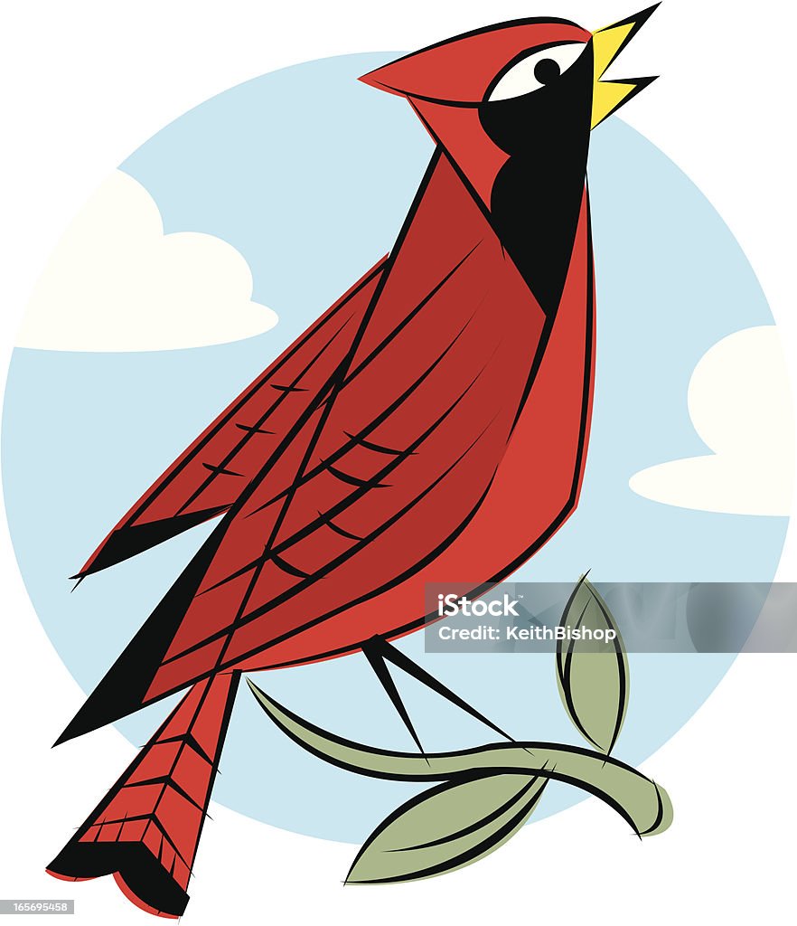 カーディナル鳥のブランチ - イラストレーションのロイヤリティフリーベクトルアート