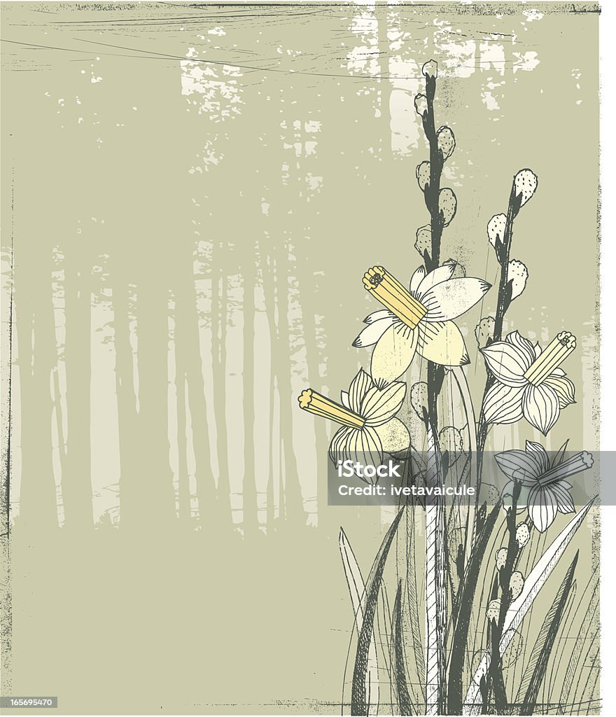 Желтый и willows на лес фон - Векторная графика Краснотал роялти-фри