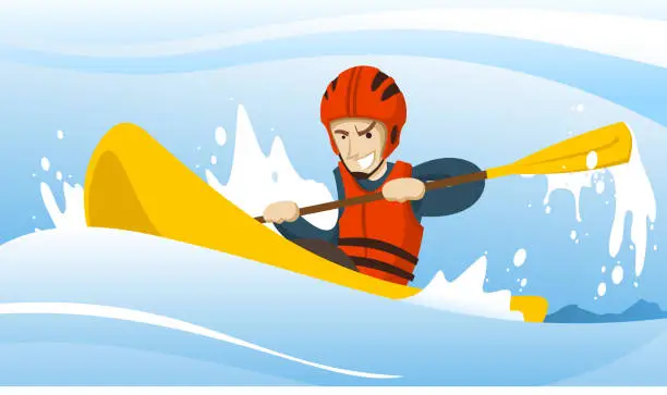 Vector illustration of kayak ride