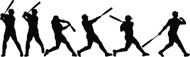 Anatomy of a Home Run 6 silhouettes breakdown of a baseball swing. Simple shapes for easy printing, separating and color changes. File formats: EPS and JPG baseball stock illustrations