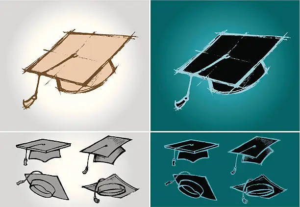 Vector illustration of Graduation Cap Set