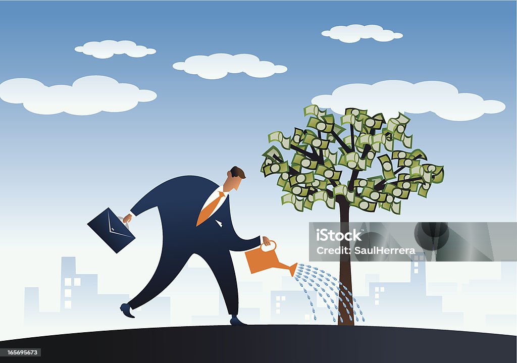 Tendência a árvore de dinheiro - Vetor de Abundância royalty-free