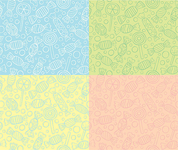 seamless patterns of candies and lollipops - candy stock illustrations