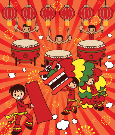 Lion Dancing and Large Drum Drama For Happy New Year