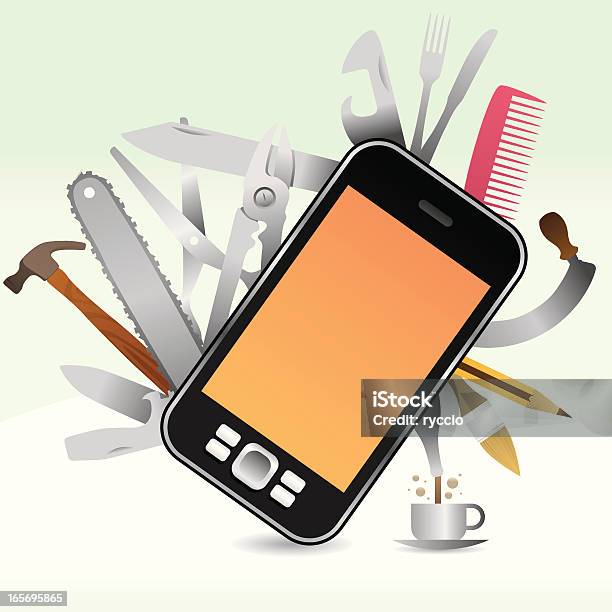 Lustiger Swissknife Telefon Stock Vektor Art und mehr Bilder von Taschenmesser - Taschenmesser, Humor, Multitasking
