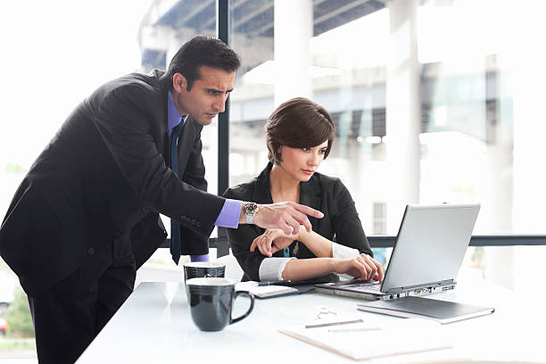 istock Business Team Using Laptop in Glass Office, Copy Space 165695986