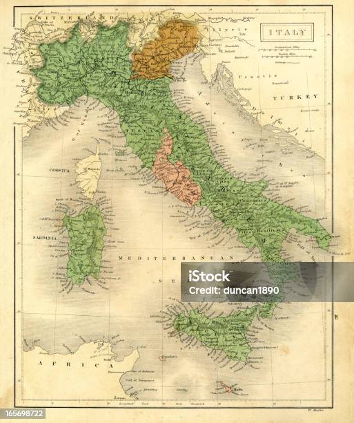 Carte Antique De Litalie Vecteurs libres de droits et plus d'images vectorielles de Carte - Carte, Italie, D'autrefois