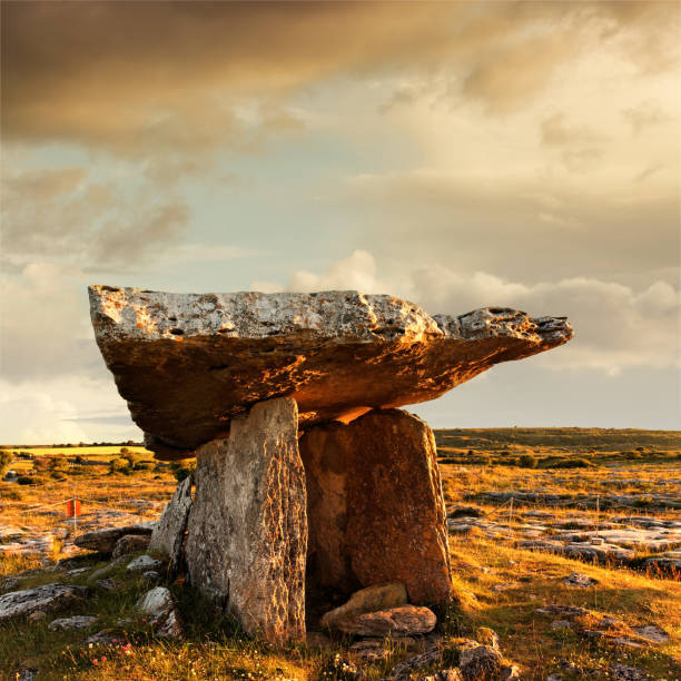 Poulnabrone dolmen at sunset.
