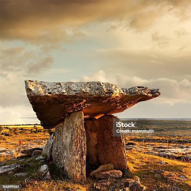 Poulnabrone Dolmen At Sunset Stock Photo - Download Image Now - Dolmen, Ancient, Cloud - Sky