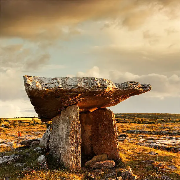 Photo of Poulnabrone dolmen at sunset