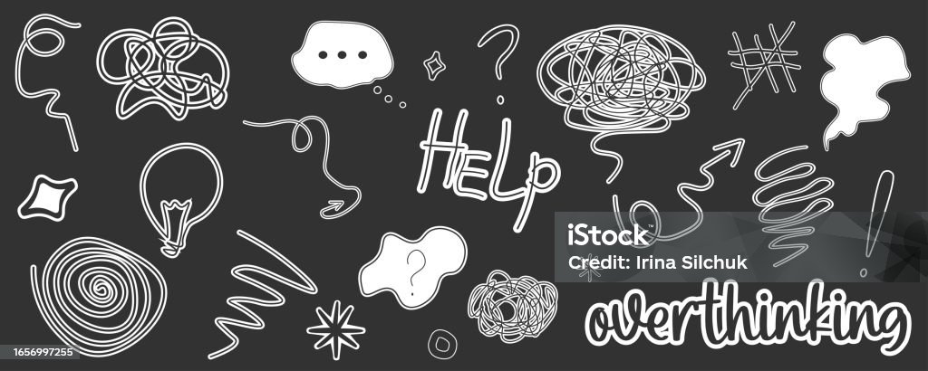 Overthinking Pic Abstract Image Of Mental Problems Set Depressed Mental State Brain ...