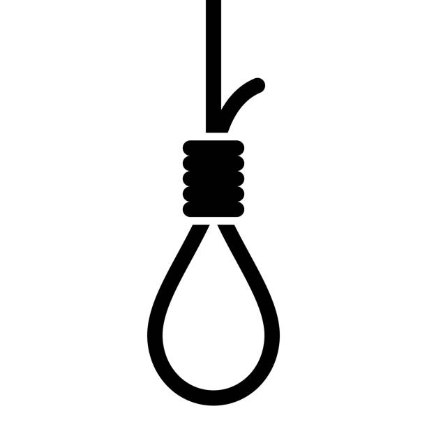 Suicide hang rope icon on white background Suicide hang rope icon on white background death sentence stock illustrations