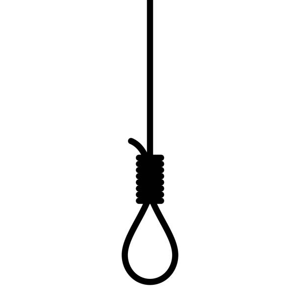 ilustraciones, imágenes clip art, dibujos animados e iconos de stock de icono de cuerda colgante suicida sobre fondo blanco - juego del ahorcado