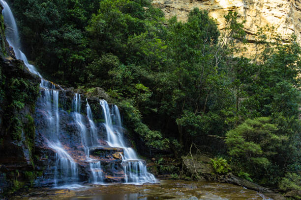 ブルーマウンテン国立公園のカトゥーンバ滝、ニューサウスウェールズ、オーストラリア - canyon blue mountain majestic ストックフォトと画像