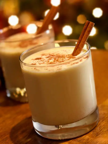 Eggnog with Cinnamon and Nutmeg at Christmas Time-Photographed on Hasselblad H3D2-39mb Camera