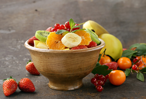 fruit salad with fresh berries, healthy food