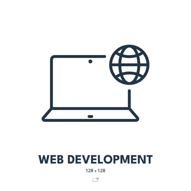 Web Development Icon. Website, Programming, Coding. Editable Stroke. Simple Vector Icon Web Development Icon. Website, Programming, Coding. Editable Stroke. Simple Vector Icon homepage stock illustrations