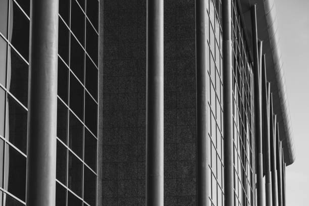 istock Brutal modern building facade in black and white 1657078412