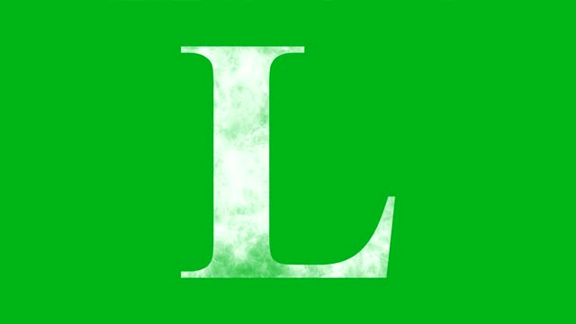 English alphabet L with animation on green screen background motion graphic effect.