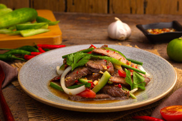 istock Spicy Grilled beef with Cucumber Salad 1657114277