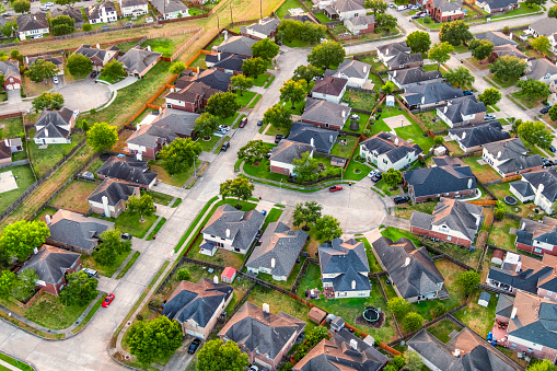 A large housing development near the suburban community of Arcola, Texas located about twenty miles south of downtown Houston shot via helicopter from an altitude of about 600 feet.