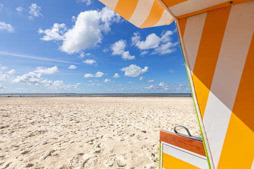 The beach of Langeoog at the North Sea in Summer, East Frisian Island, Germany