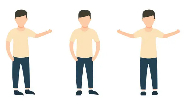 Vector illustration of Little boy standing in different poses.