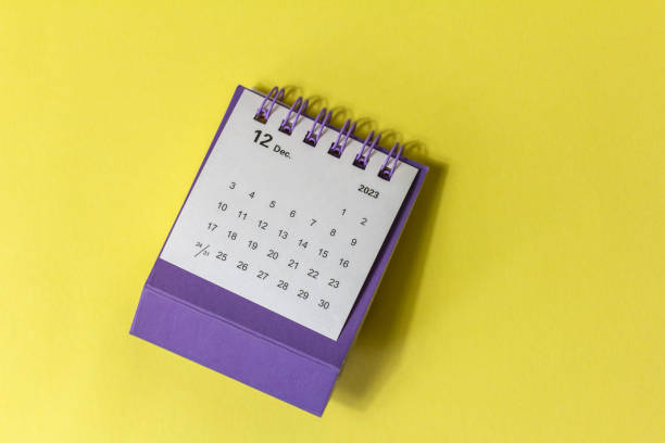 istock December calendar for 2023 on a yellow background. Planning for every day. 1657141646
